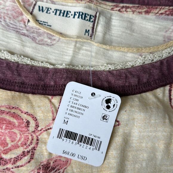 Free People Wish You Were Here Floral Print Short Sleeve Tee size medium nwt‎ - Picture 7 of 7